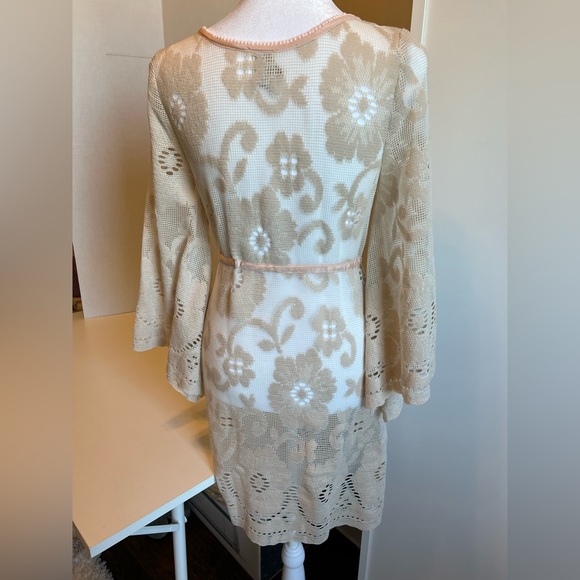 Free People Lace Zip Cream/Pink Coverup, Size XS - Picture 4 of 8